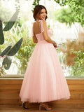 A-Line/Princess Ruffles Spaghetti Straps Sleeveless Ankle-Length Dresses Prom Dress Gowns