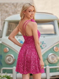 Royal Blue - One Shoulder A Line Sequins Homecoming Dresses With Feathers