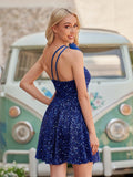 Royal Blue - One Shoulder A Line Sequins Homecoming Dresses With Feathers
