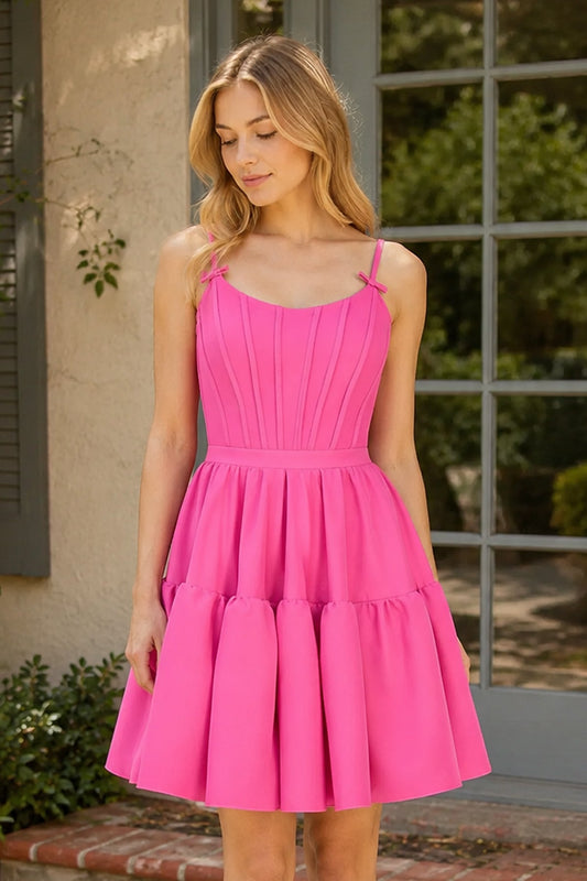 A-line Ruffled Lace-Up Homecoming Dress