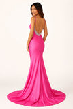 Navy Blue Beaded V-Neck Backless Mermaid Long Prom Dress