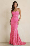 Sky Blue Spaghetti Straps Mermaid Tulle Long Prom Dresses With Appliques