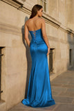 Fuchsia Beaded Strapless Applique Formal Dress with Slit