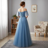 Blue Off Shoulder Prom Dress,Evening Ball Gowns,Cocktail Dress,Maxi Dress,Christmas Gowns,Formal Prom Dress,Princess Dress,Tulle Ball Gowns