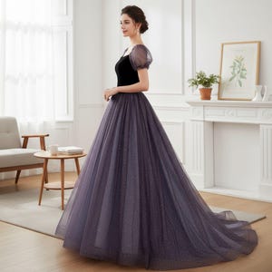 Fairy Purple Short Sleeves Tulle Prom Dress,Princess Dress,Evening Gowns,Cocktail Dress,Maxi Dress,Christmas Gowns,Sequins Dress,Ball Gowns