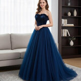 High Quality Blue Tube A-Line Prom Dress,Cocktail Dress,Christmas Evening Birthday Graduation Party Gowns,Fantasy Ball Gowns,Princess Dress