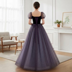 Fairy Purple Short Sleeves Tulle Prom Dress,Princess Dress,Evening Gowns,Cocktail Dress,Maxi Dress,Christmas Gowns,Sequins Dress,Ball Gowns