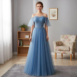Blue Off Shoulder Prom Dress,Evening Ball Gowns,Cocktail Dress,Maxi Dress,Christmas Gowns,Formal Prom Dress,Princess Dress,Tulle Ball Gowns