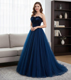 High Quality Blue Tube A-Line Prom Dress,Cocktail Dress,Christmas Evening Birthday Graduation Party Gowns,Fantasy Ball Gowns,Princess Dress