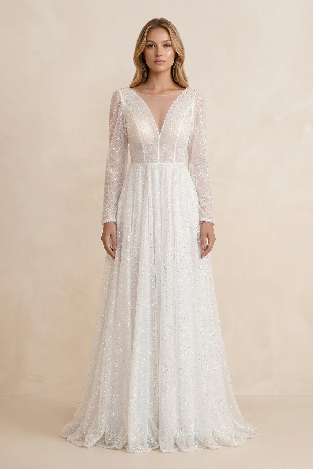 Bohemian A-Line Sparkly Sequined Luxury Wedding Dresses