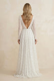 Bohemian A-Line Sparkly Sequined Luxury Wedding Dresses