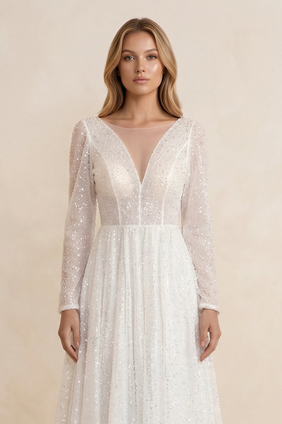 Bohemian A-Line Sparkly Sequined Luxury Wedding Dresses