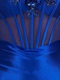 Royal Blue Bodycon Sequined Flowers Corset Sweetheart Homecoming Dress
