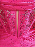 Fuchsia - Strapless Bodycon Satin Short Homecoming Dress With Beading
