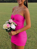 Yellow - Sweetheart Sheath Short Homecoming Dresses With Keyhole