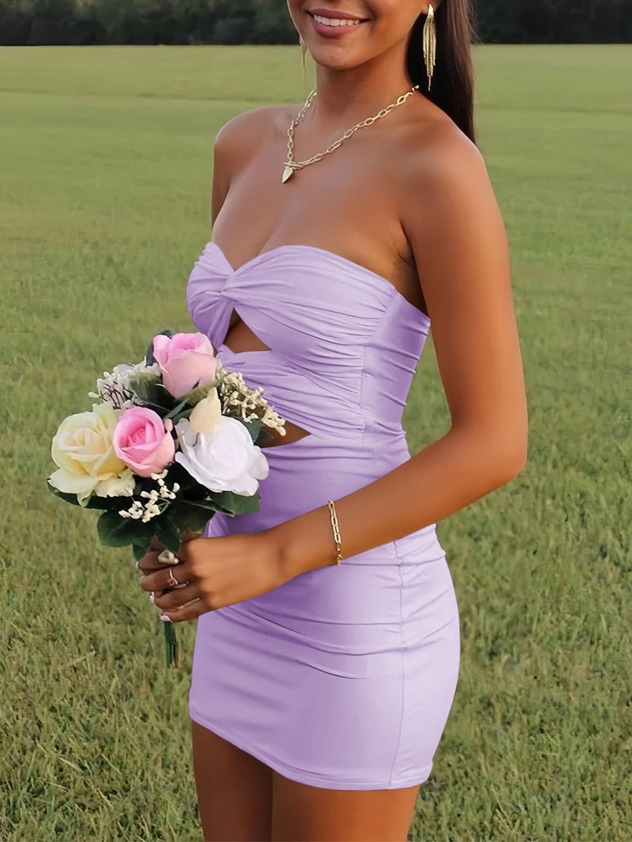 Yellow - Sweetheart Sheath Short Homecoming Dresses With Keyhole