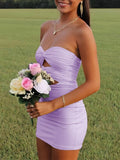 Yellow - Sweetheart Sheath Short Homecoming Dresses With Keyhole