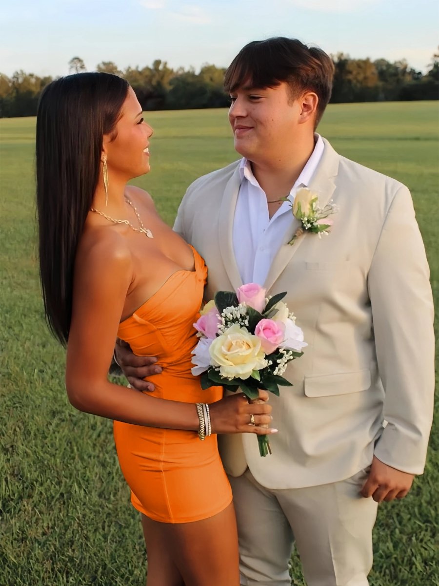 Yellow - Sweetheart Sheath Short Homecoming Dresses With Keyhole