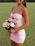 Yellow - Sweetheart Sheath Short Homecoming Dresses With Keyhole