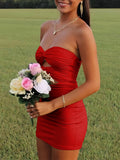 Yellow - Sweetheart Sheath Short Homecoming Dresses With Keyhole