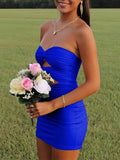 Yellow - Sweetheart Sheath Short Homecoming Dresses With Keyhole