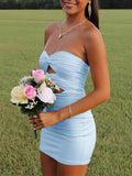 Yellow - Sweetheart Sheath Short Homecoming Dresses With Keyhole