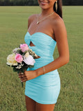Yellow - Sweetheart Sheath Short Homecoming Dresses With Keyhole