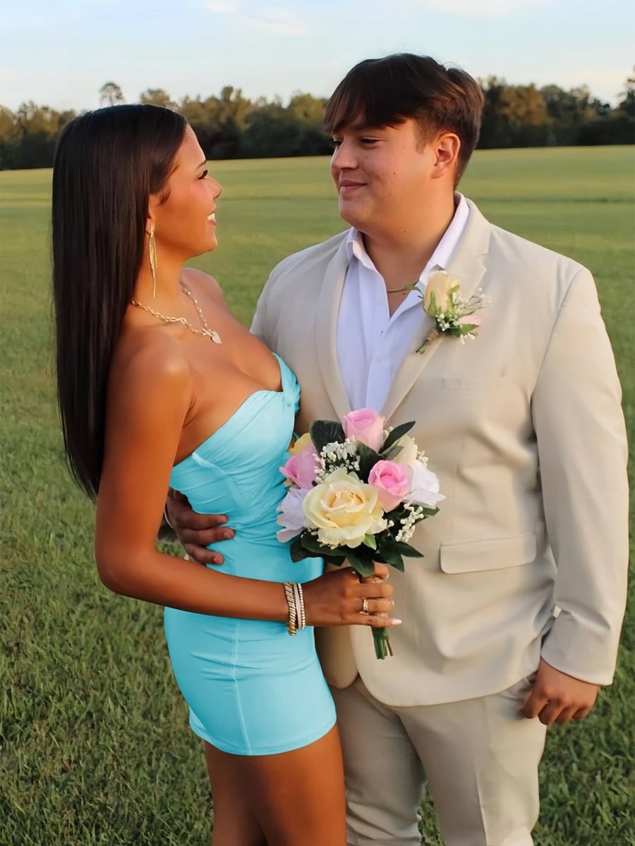 Yellow - Sweetheart Sheath Short Homecoming Dresses With Keyhole