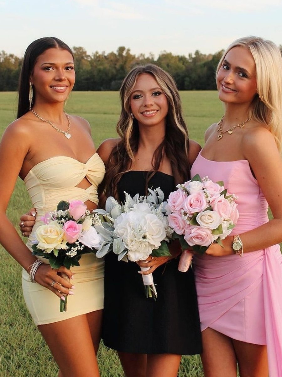 Yellow - Sweetheart Sheath Short Homecoming Dresses With Keyhole