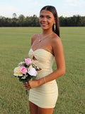 Yellow - Sweetheart Sheath Short Homecoming Dresses With Keyhole