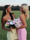 Yellow - Sweetheart Sheath Short Homecoming Dresses With Keyhole