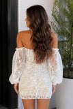 Ivory Lace Strapless Short Homecoming Dress with Detachable Sleeves
