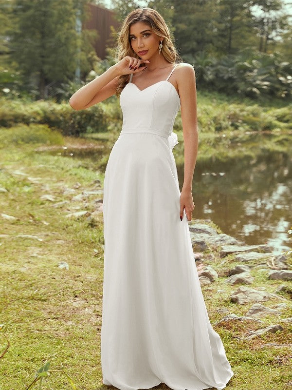 A-Line/Princess Chiffon Sash/Ribbon/Belt Sweetheart Sleeveless Floor-Length Bridesmaid Dresses Evening Dress