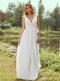 A-Line/Princess Chiffon Ruffles V-neck Sleeveless Floor-Length Bridesmaid Dresses Evening Prom Dress
