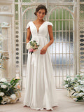 A-Line/Princess Chiffon Ruffles V-neck Sleeveless Sweep/Brush Train Bridesmaid Dresses Evening Dress