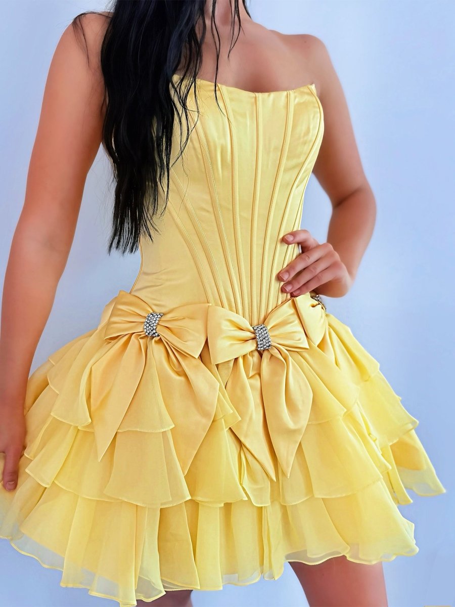 Periwinkle A Line Scoop Neck Ruffles Corset Homecoming Dresses with Bows