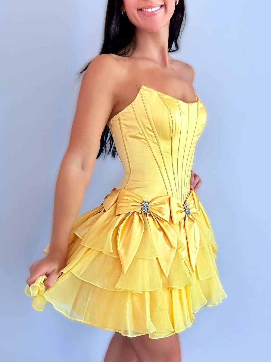 Periwinkle A Line Scoop Neck Ruffles Corset Homecoming Dresses with Bows