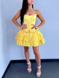 Periwinkle A Line Scoop Neck Ruffles Corset Homecoming Dresses with Bows