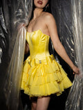 Periwinkle A Line Scoop Neck Ruffles Corset Homecoming Dresses with Bows