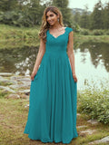 A-Line/Princess Chiffon Applique Sweetheart Sleeveless Floor-Length Bridesmaid Dresses Evening Prom Dress