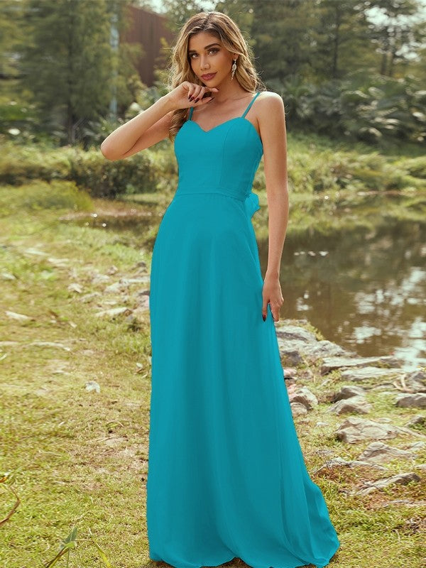 A-Line/Princess Chiffon Sash/Ribbon/Belt Sweetheart Sleeveless Floor-Length Bridesmaid Dresses Evening Dress
