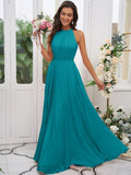 A-Line/Princess Chiffon Ruffles Halter Sleeveless Floor-Length Bridesmaid Dresses Evening Dress