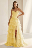 Pink Sweetheart Chiffon Ruffled A Line Formal Prom Dresses With Appliques