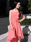 A-Line/Princess Chiffon Ruffles Spaghetti Straps Sleeveless Asymmetrical Junior/Girls Bridesmaid Dresses
