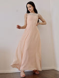 A-Line/Princess Chiffon Lace High Neck Sleeveless Floor-Length Junior/Girls Junior Bridesmaid Dresses