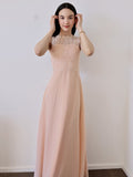 A-Line/Princess Chiffon Lace High Neck Sleeveless Floor-Length Junior/Girls Junior Bridesmaid Dresses
