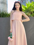 A-Line/Princess Chiffon Ruffles Spaghetti Straps Sleeveless Floor-Length Junior/Girls Bridesmaid Dresses