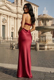 Spaghetti Straps Sheath Aqua Blue Prom Dress Formal Satin Party Dress