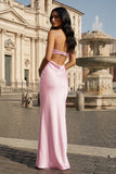 Spaghetti Straps Sheath Aqua Blue Prom Dress Formal Satin Party Dress
