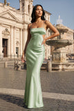 Spaghetti Straps Sheath Aqua Blue Prom Dress Formal Satin Party Dress